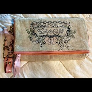 COACH Canvas and Patent Leather Tattoo fold over handbag wristlet